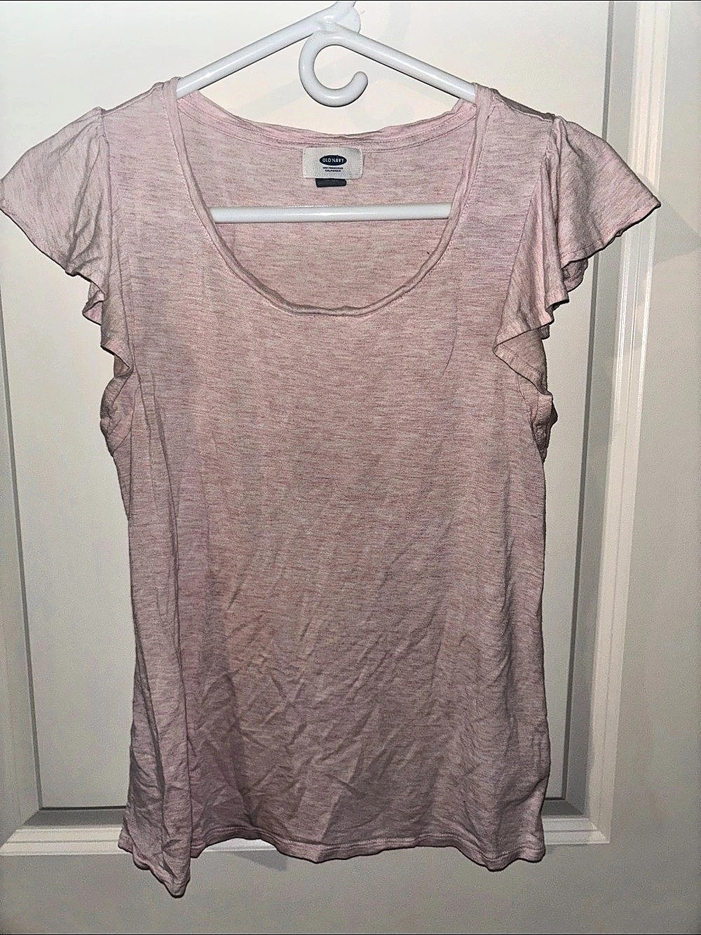 Old Navy Short Sleeve Ruffle Tee in Pink Size Medium